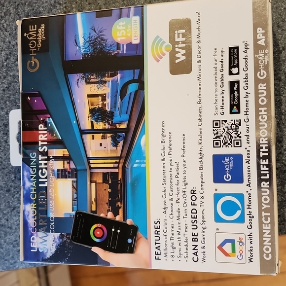 Gabba Goods 15' led light strip multi color USB led light strip wifi app control - Picture 3 of 6